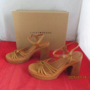 Lucky Brand Ismene Strappy Platform Dress Sandals $119 Size 9 1/2  Cognac - 1255